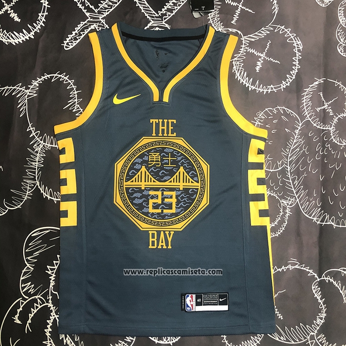 Camiseta Golden State Warriors Draymond Green #23 Ciudad 2018-19 Azul